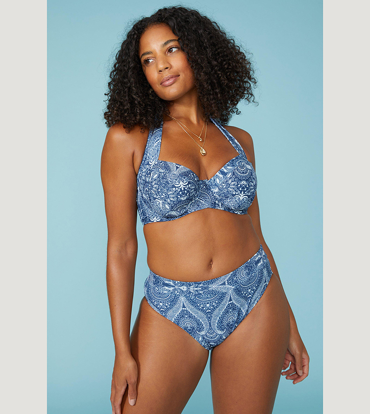 Navy high leg bikini bottoms discount