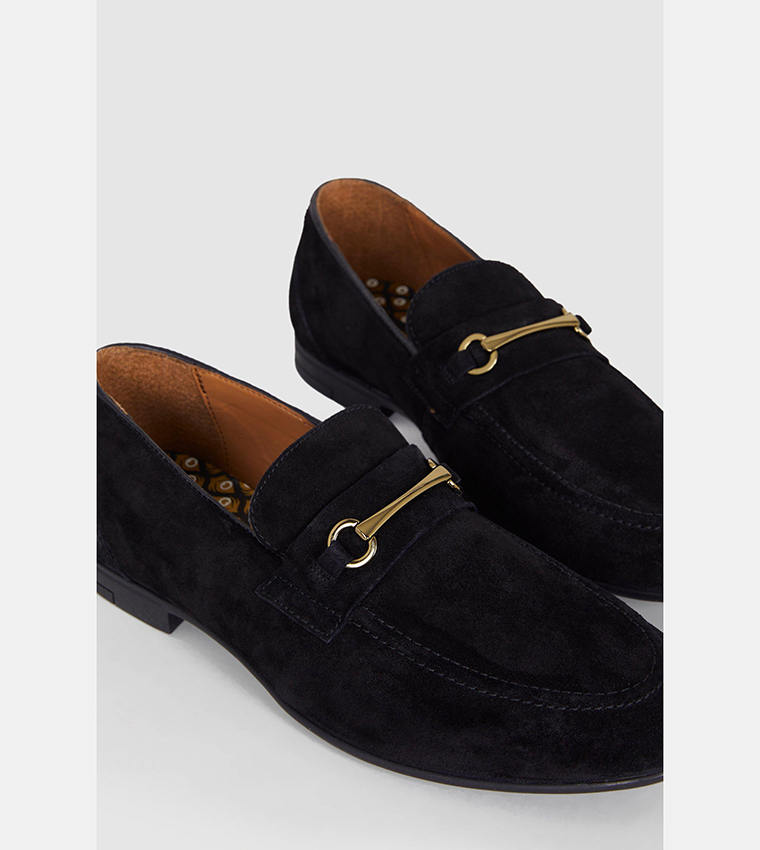 Red tape top loafers black