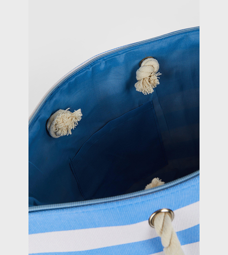 Buy Debenhams Striped Beach Shoulder Bag In Blue 6thStreet Qatar