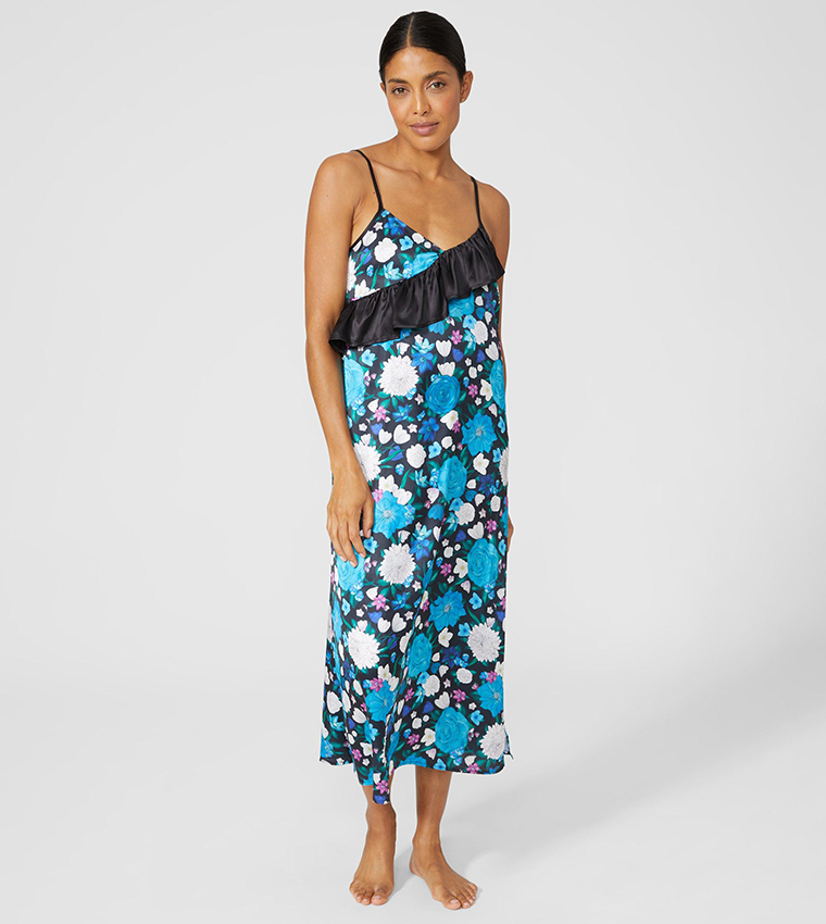 Buy Debenhams Grace Floral Midi Nightdress In Blue 6thStreet Qatar