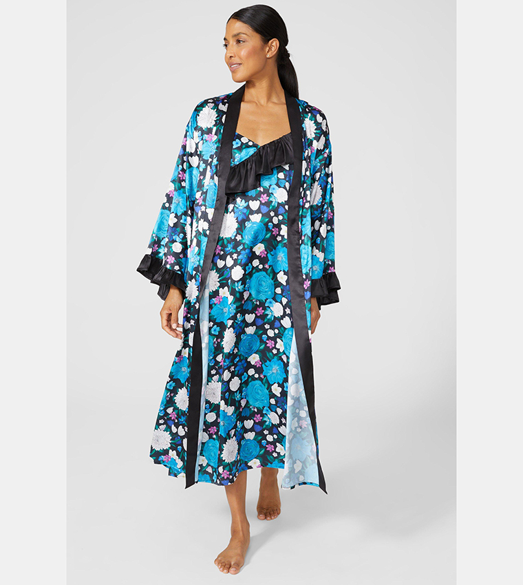 Buy Debenhams Grace Floral Midi Nightdress In Blue 6thStreet Qatar