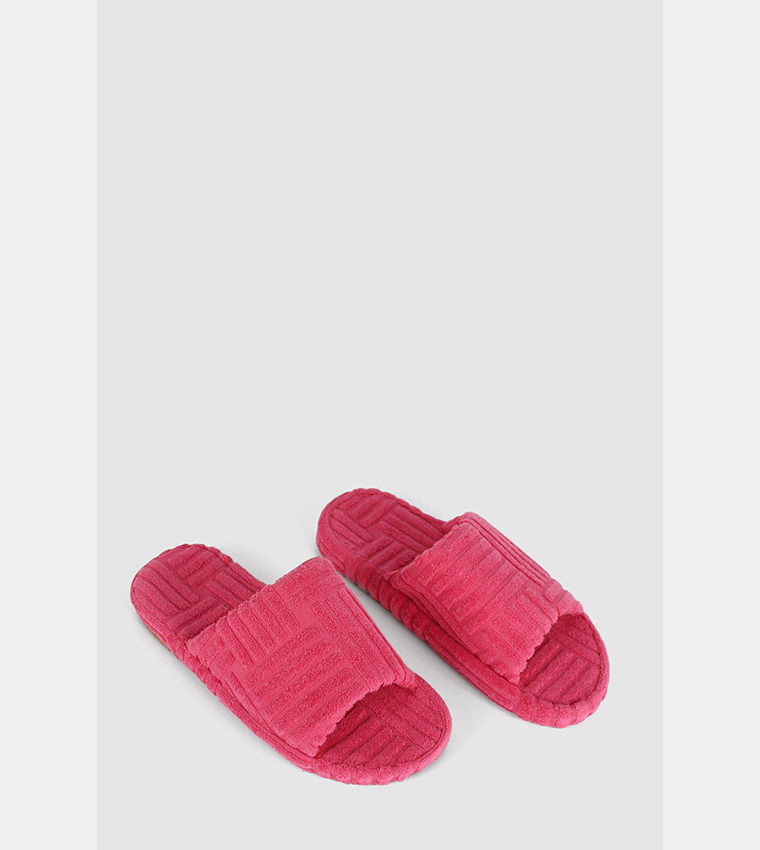 Buy Debenhams Textured Strap Slippers In Pink 6thStreet Qatar