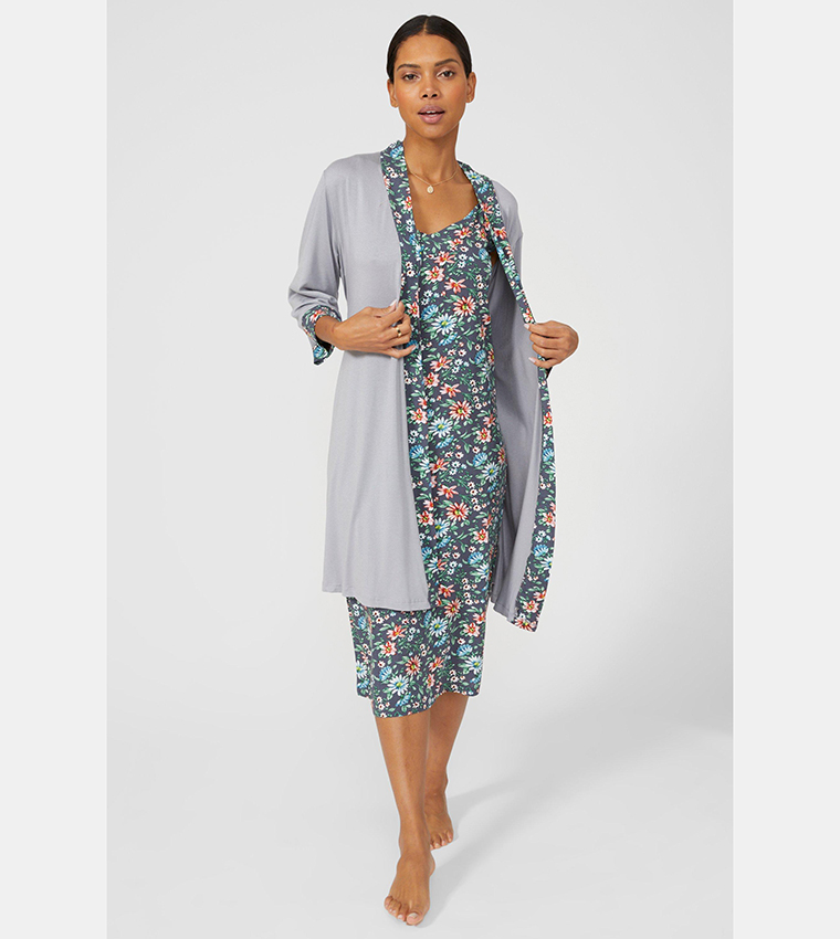 Buy Debenhams Meadow Long Woven Nightdress In Grey 6thStreet Kuwait