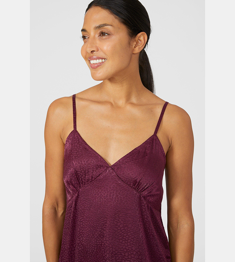 Buy Debenhams Jacquard Strappy Satin Nightdress In Purple 6thStreet Oman