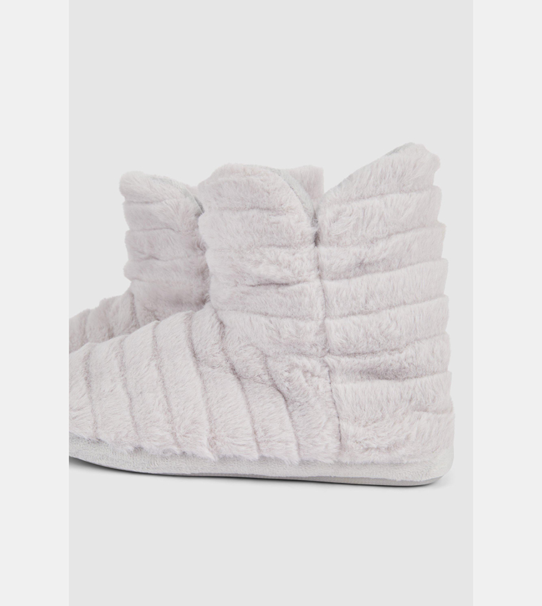 Buy Debenhams Fluffy Rib Ankle Boots In Grey 6thStreet Qatar