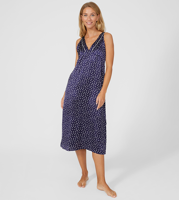 Buy Debenhams Spot Satin Nightdress In Navy 6thStreet Qatar