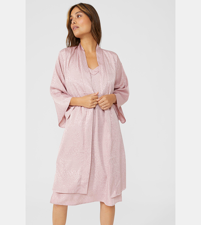 Buy Debenhams Animal Jacquard Satin Robe In Pink 6thStreet Qatar