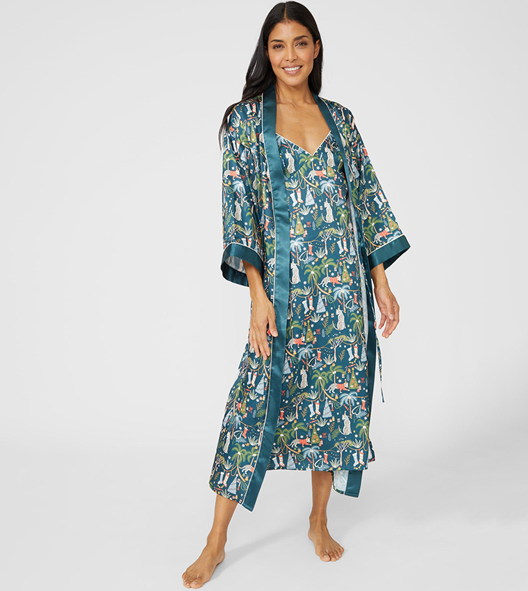 Buy Debenhams Tropical Christmas Kimono In Green 6thStreet Kuwait