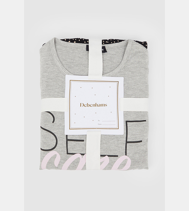 Buy Debenhams Self Love Club Pajama Set In Grey 6thStreet Qatar