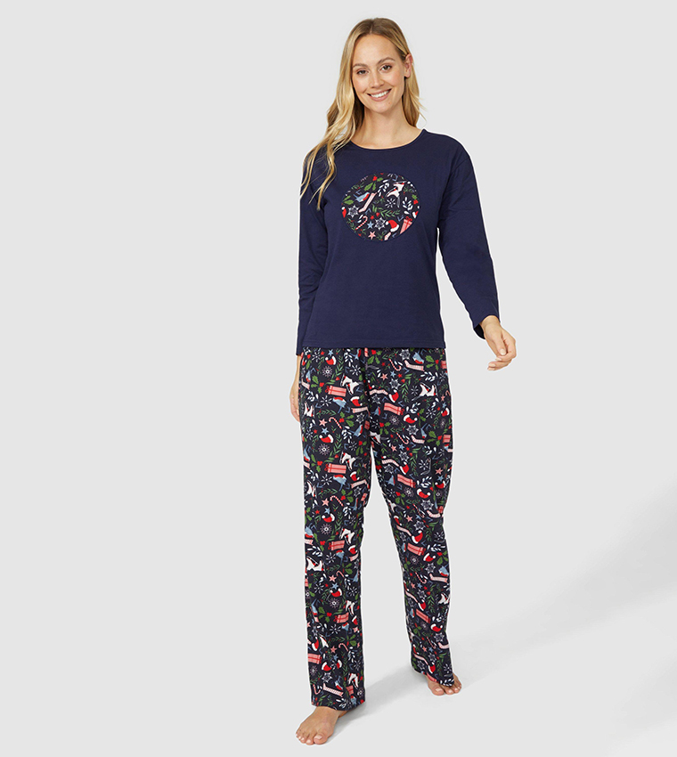 Buy Debenhams Vintage Christmas Packed Pajama Set In Navy 6thStreet Oman