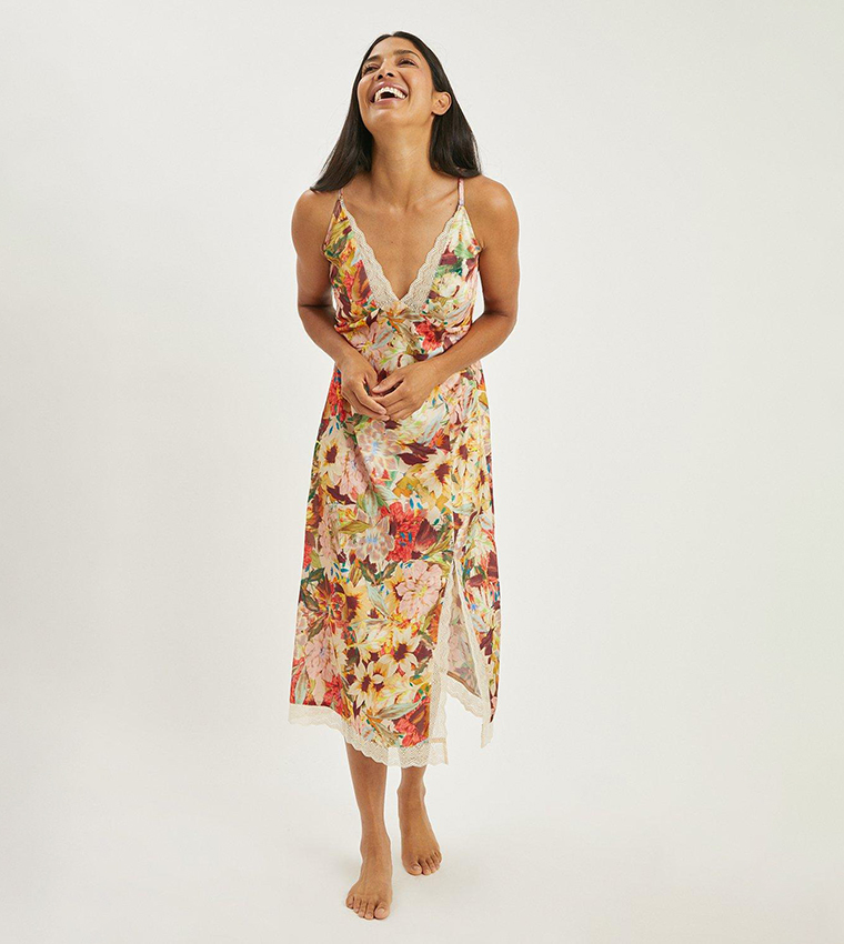 Buy Principles Autumn Garden Printed Lace Trim Nightdress In Yellow 6thStreet Bahrain