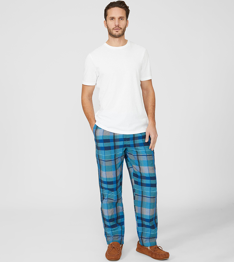 Buy Debenhams Cotton Poplin Check Lounge Pants In Blue 6thStreet Kuwait