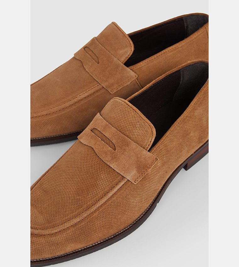 Buy Debenhams Alma Perforated Suede Loafers In Brown 6thStreet Oman