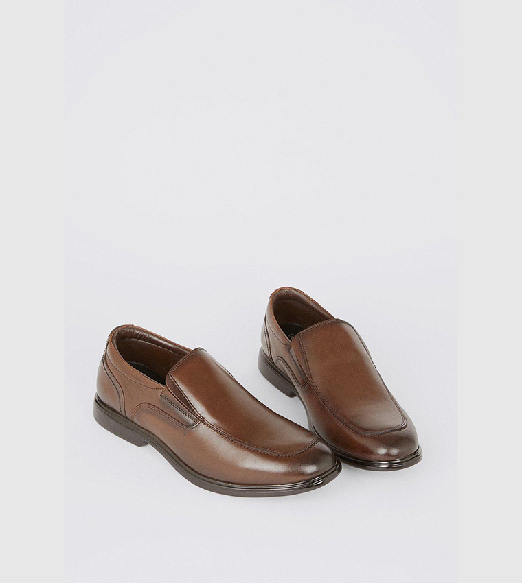 Buy Debenhams Croft Wide Fit Leather Slip On Formal Shoes In Brown 6thStreet Qatar