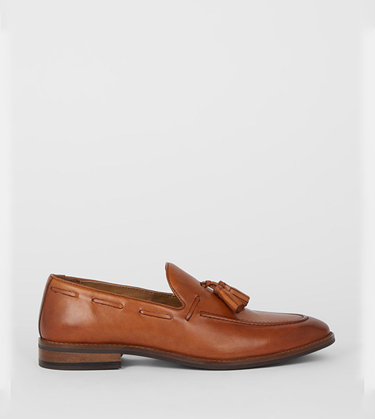 Leather top tassel loafers
