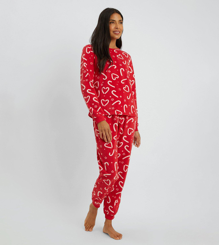 Buy Debenhams Candy Cane Fleece Pyjama Set In Red 6thStreet UAE