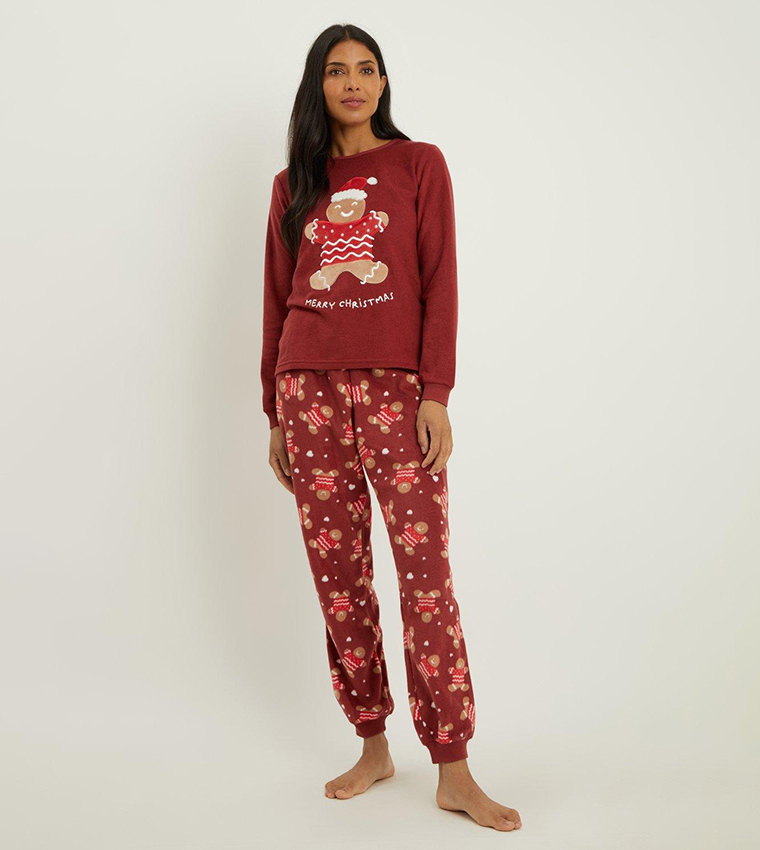 Buy Debenhams Gingerbread Applique Fleece Pyjama Set In Burgundy 6thStreet UAE