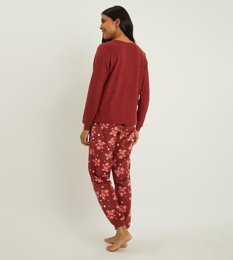 Buy Debenhams Gingerbread Applique Fleece Pyjama Set In Burgundy 6thStreet UAE