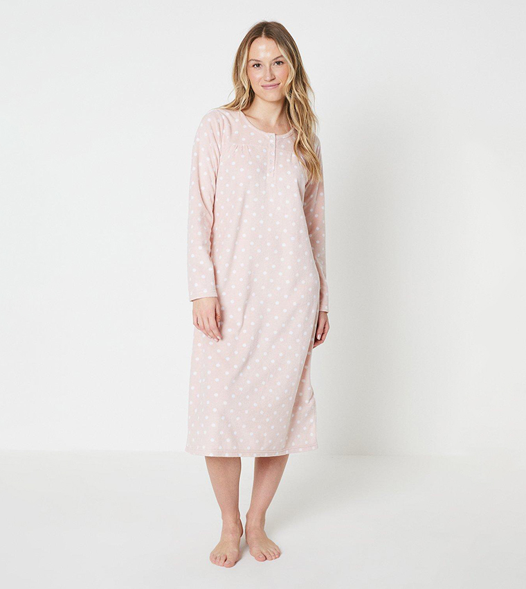 Buy Debenhams Classic Fleece Spot Nightdress In Pink 6thStreet