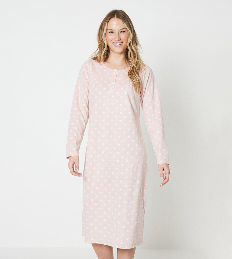 Buy Debenhams Classic Fleece Spot Nightdress In Pink 6thStreet
