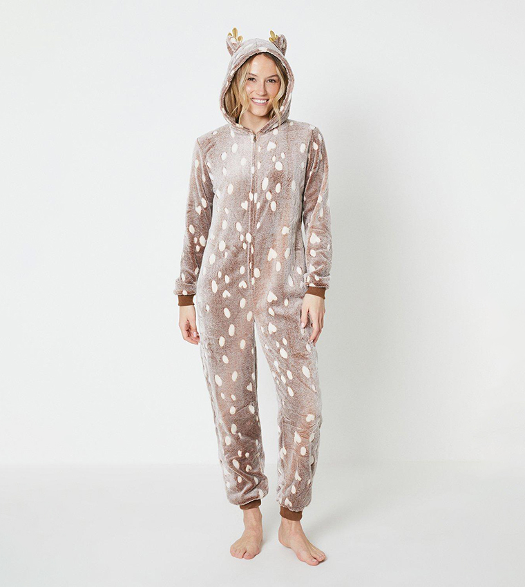 Buy Debenhams Loungable Reindeer Luxury Fleece Onesie In Tan
