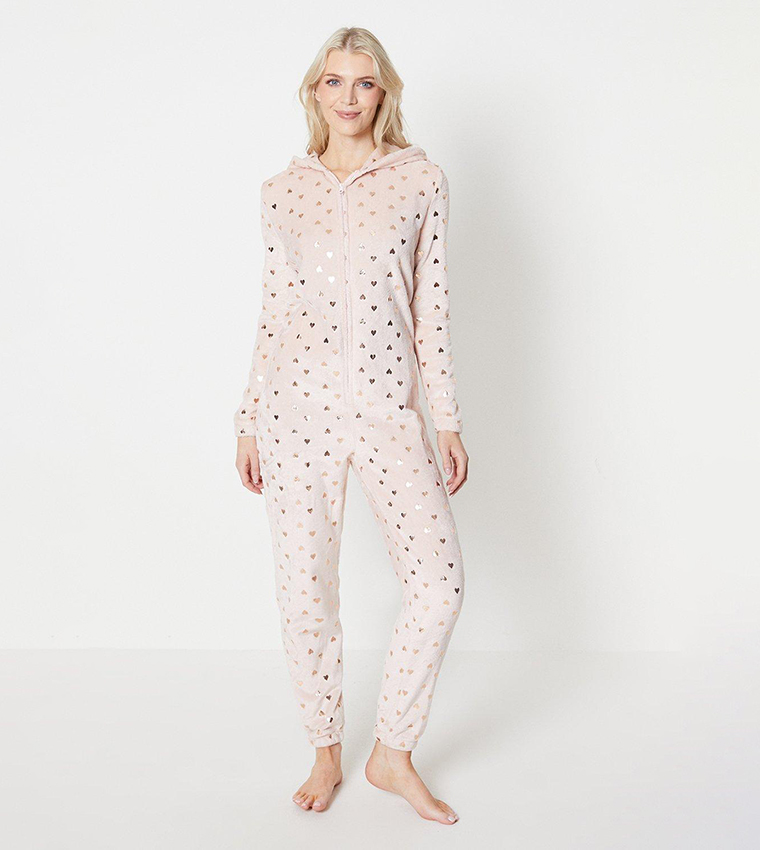 Buy Debenhams Loungable Foil Heart Luxury Fleece Jumpsuit In Pink 6thStreet UAE