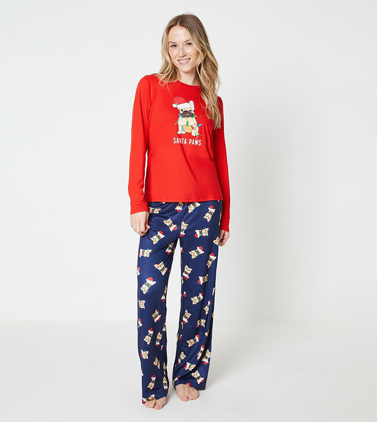 Buy Debenhams Loungeable Santa Paws Frenchie Pyjama Set In Red 6thStreet Kuwait