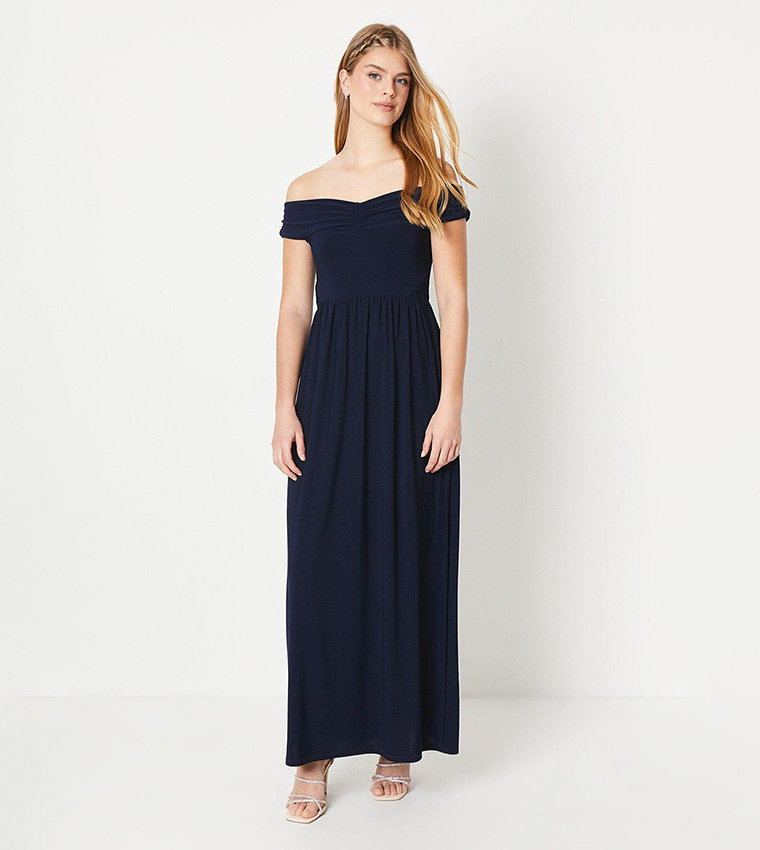 Debut London Bardot Pleated Jersey Bridesmaid Dress