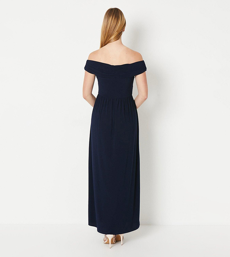 Debut London Bardot Pleated Jersey Bridesmaid Dress