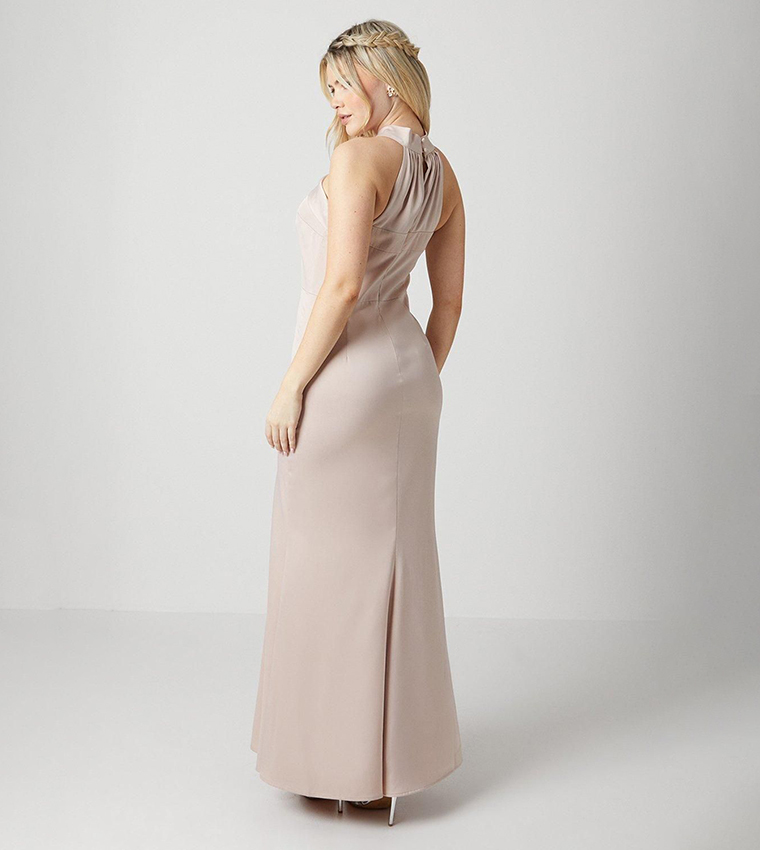 Debut London Twist Halterneck Satin Bridesmaid Dress