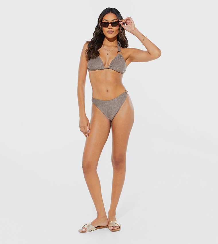Ring Detail Halterneck Bikini Top