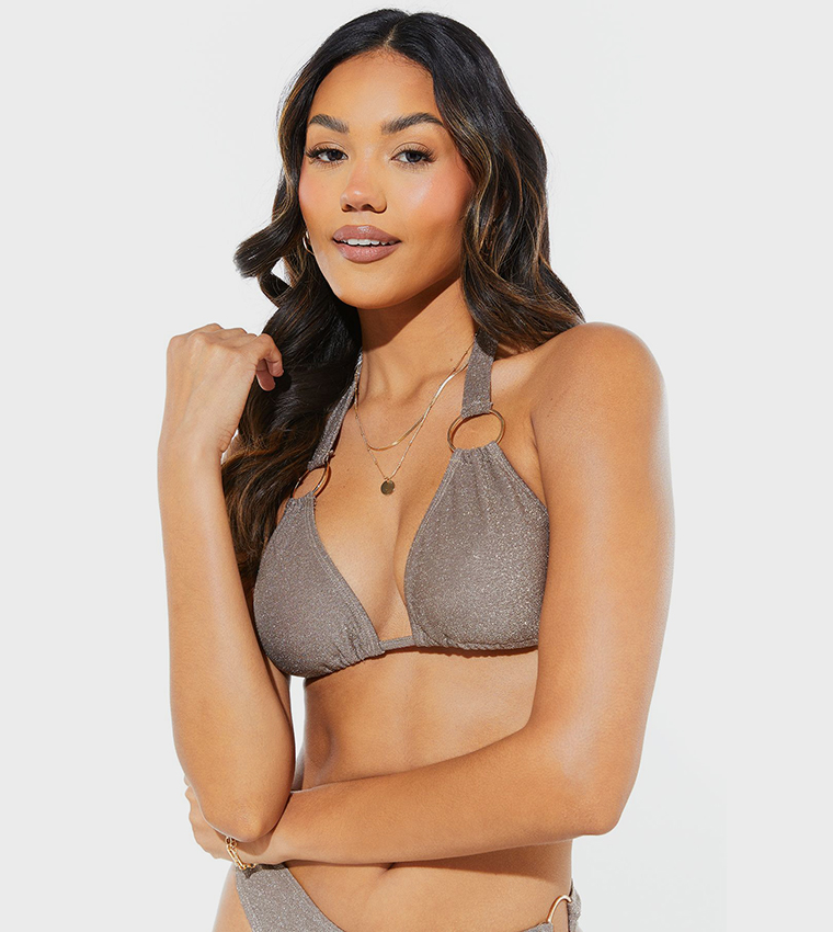 Ring Detail Halterneck Bikini Top