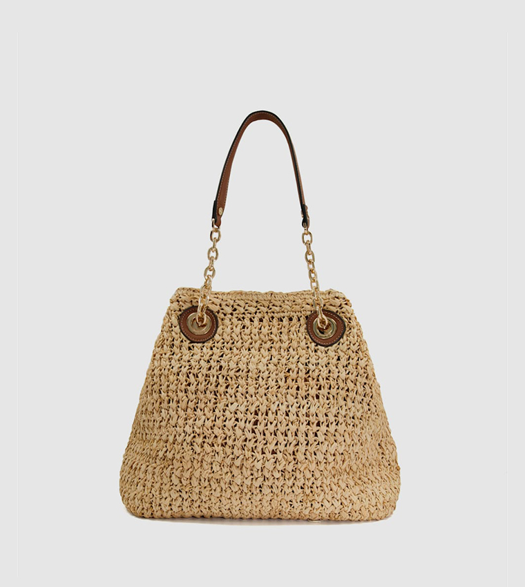 Buy Dune London DESTINATIONS Straw Shoulder Bag With Tassel In