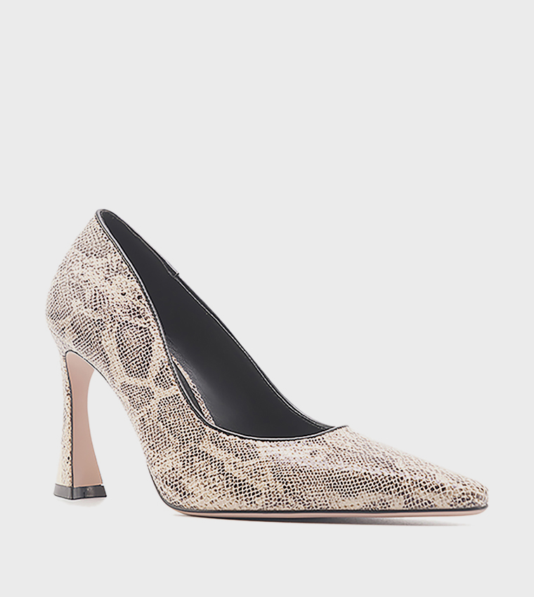 DIANA Snakeskin Print Pointed Toe Pumps
