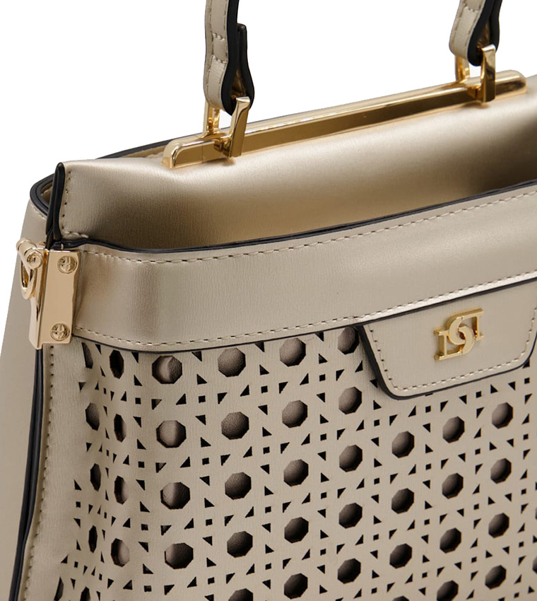 Buy Dune London Small Laser Cut Boxy Tote Bag In Beige 6thStreet Oman