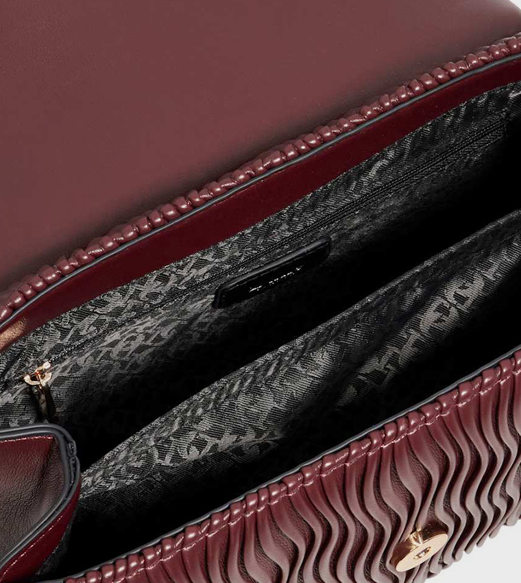 DISTANTLY Textured Flap Shoulder Bag