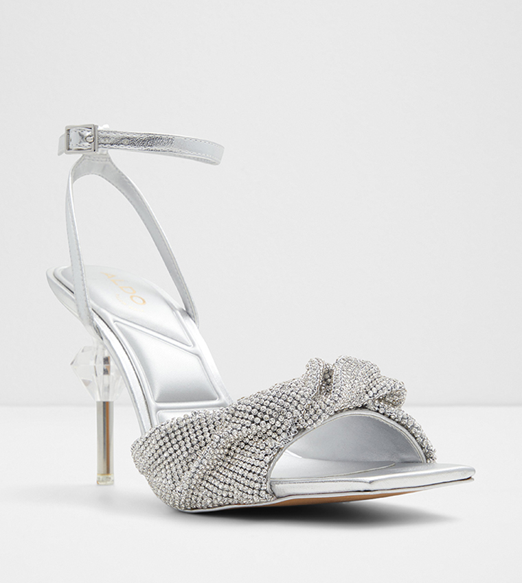 Aldo dovyan embellished heeled sandals in silver cheap