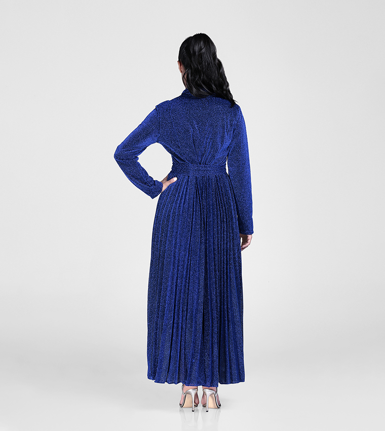 Blue Lurex Wrap Dress