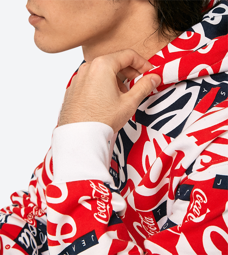 Buy Tommy Hilfiger Coca Cola Collection Cuff Sleeve Printed Hoodie Red In Red 6thStreet Bahrain