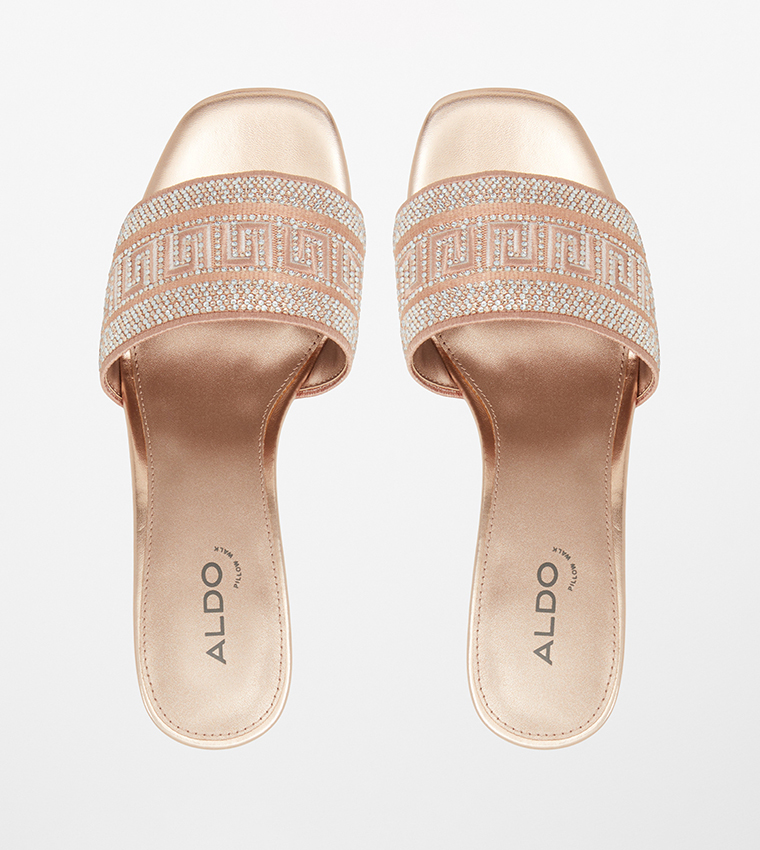 Aldo embellished blush block heeled sandals shop