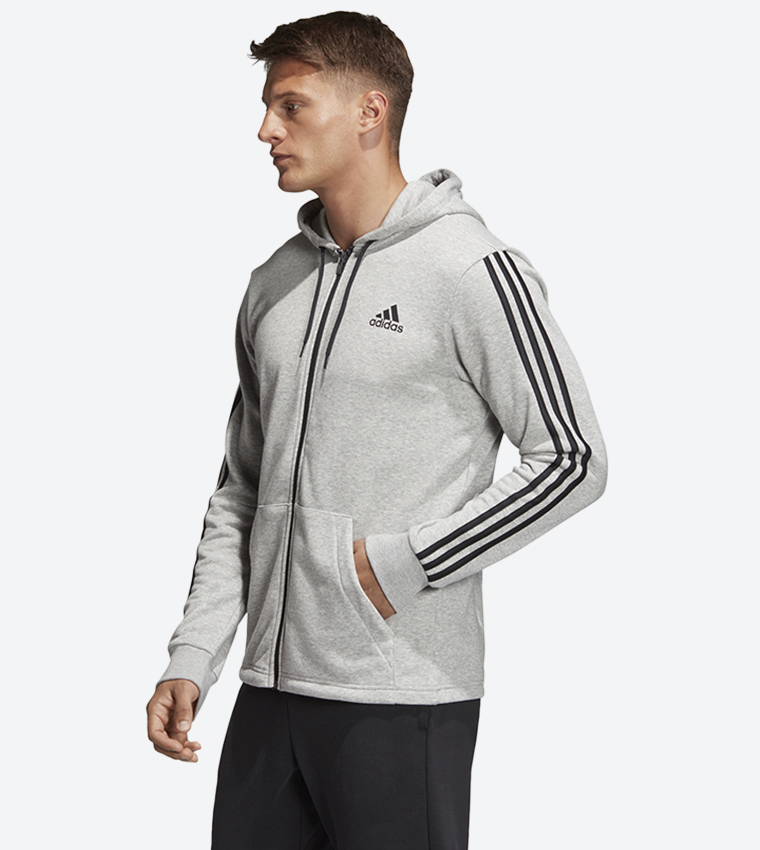 Buy Adidas Must Haves 3 Stripes French Terry Hoodie Grey In Grey 6thStreet Bahrain