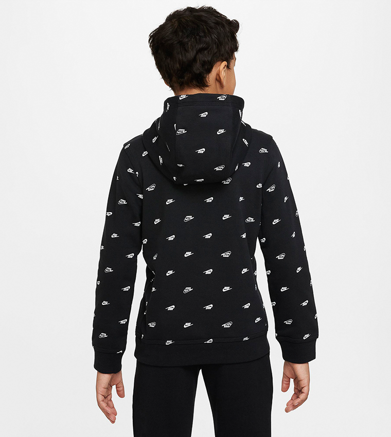 nike all over print hoodie black