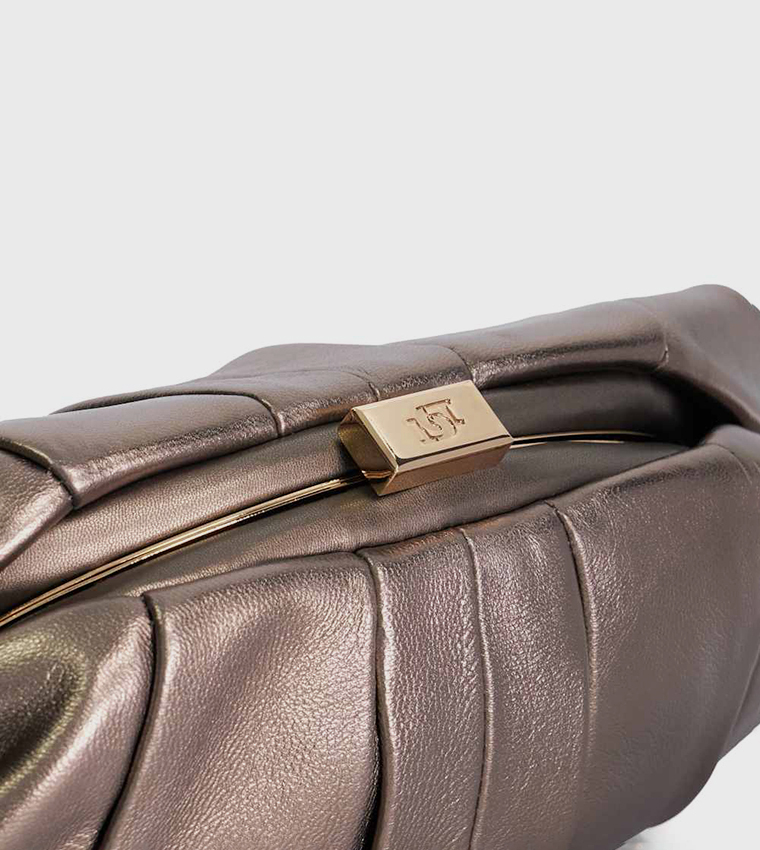 DRAPERY Textured Clutch with Sling