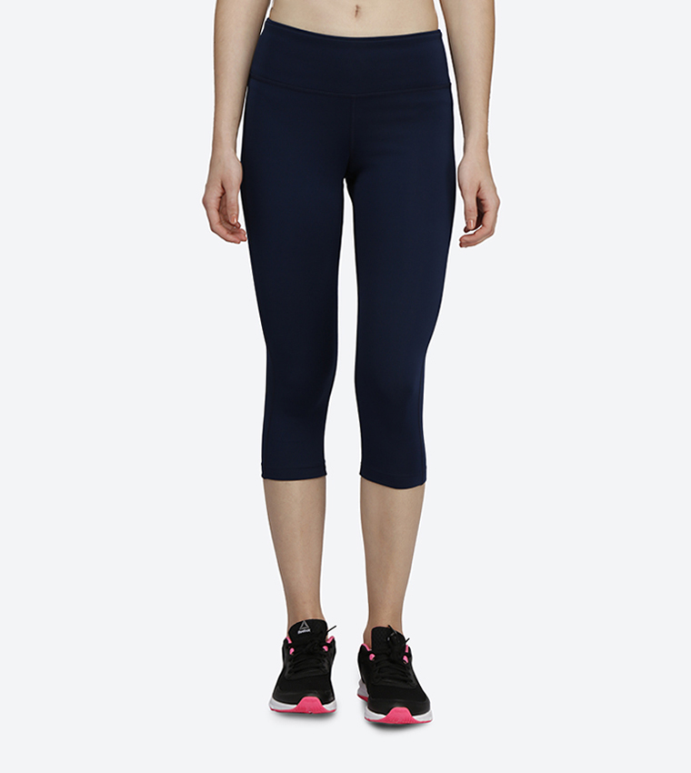 Buy Reebok Skinny Fit Elastic Capri Navy CE1223 In Navy