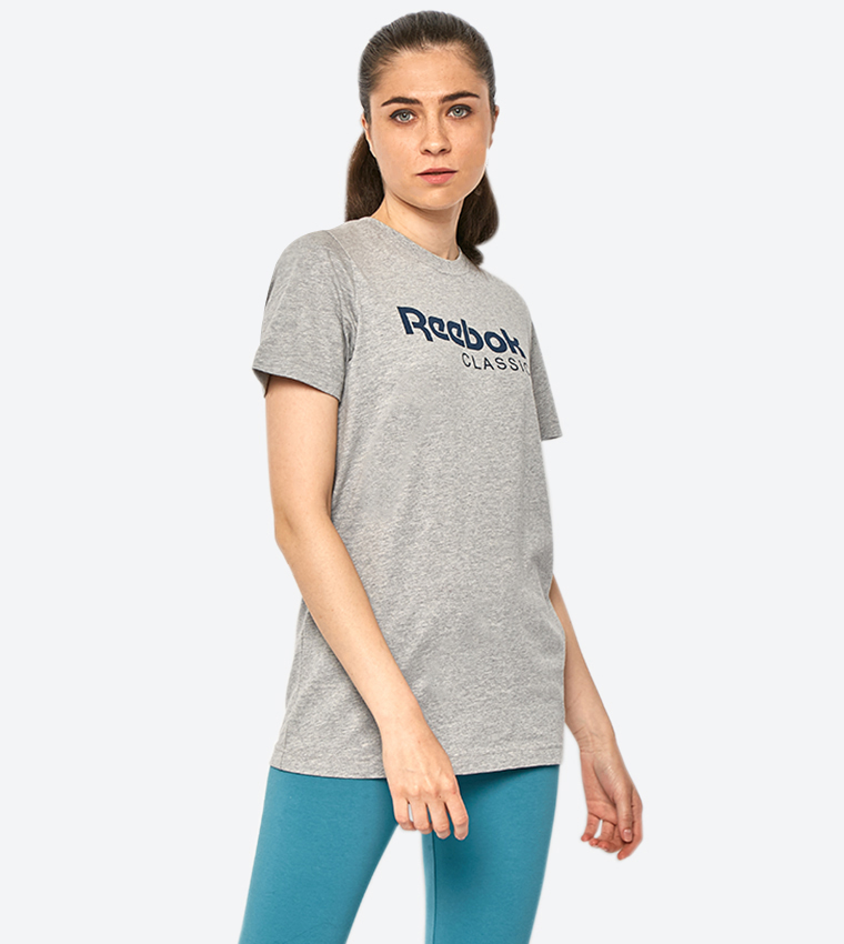 Buy Reebok Short Sleeve Round Neck Classic T Shirt Grey In Grey