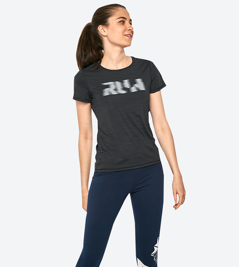 Short Sleeve Heather Effect T-Shirt - Black