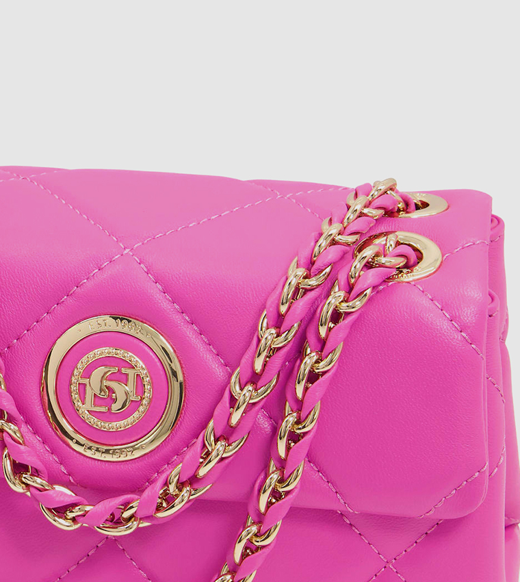 Pink - Handcrafted Quilted Sling Bag 10