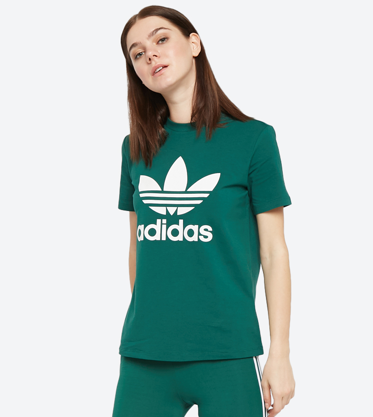 Buy Adidas Originals Short Sleeve Trefoil Printed T Shirt Green DV2597 In Green 6thStreet UAE