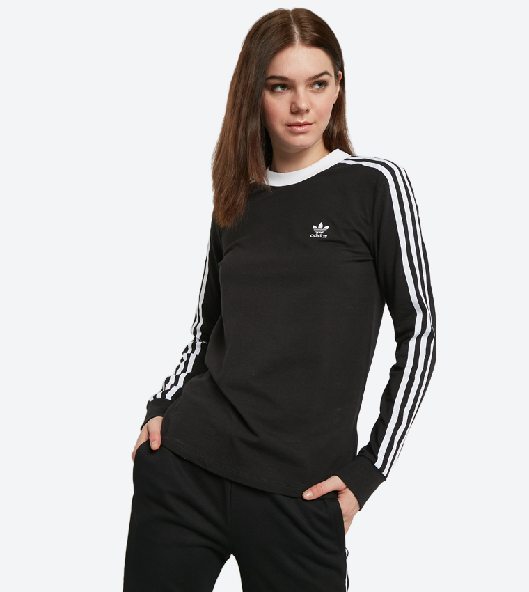 Buy Adidas Originals 3 Stripes Long Sleeve T Black In | 6thStreet Saudi Arabia