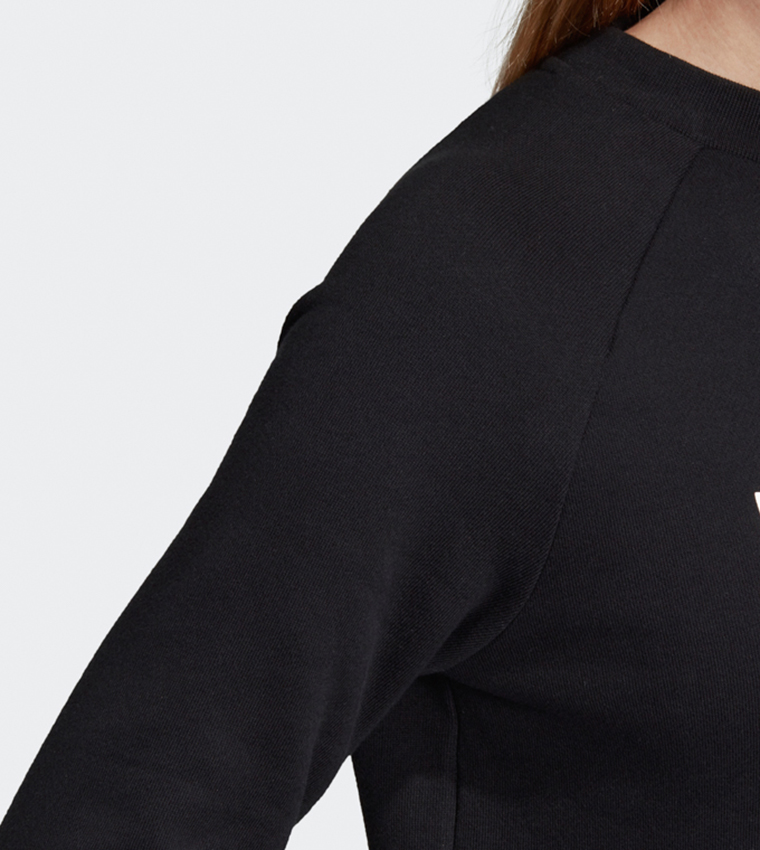 Buy Adidas Trefoil Logo Printed Crew Neck Long Sleeve Sweatshirt Black DV2612 In Black 6thStreet Kuwait